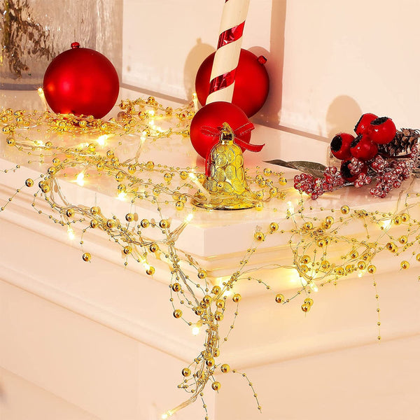 Festive 6.56 ft LED Pearl Garland Fairy Light (Gold) – Next Deal Shop EU