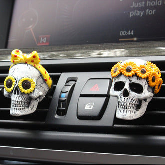 2 Pcs - Sunflower Skull Car Air Vent Freshener