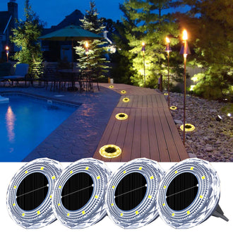 4 Pcs - Dazzling Solar Powered LED Ground Light