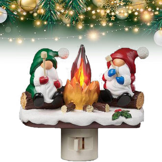 Christmas Gnome Campfire Flickering Nightlight