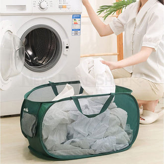 Collapsible Laundry Basket with Side Pocket