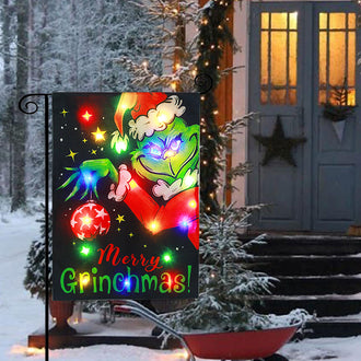 Solar Powered Led Christmas Grinch Garden Flag